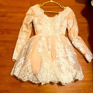 Extra small beige lace mini dress